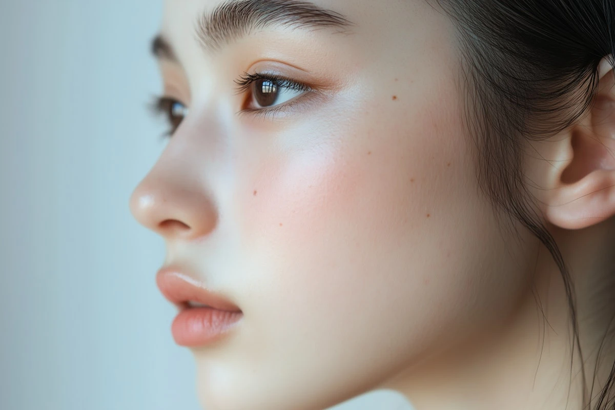 Rosto feminino em perfil, com luz suave sobre a pele